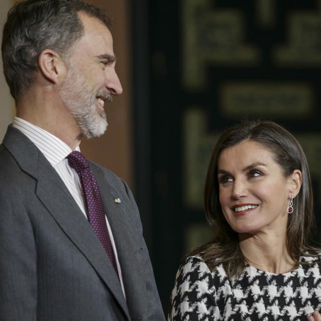 Spanish King Felipe VI and Queen Letizia during the delivery of Gold 