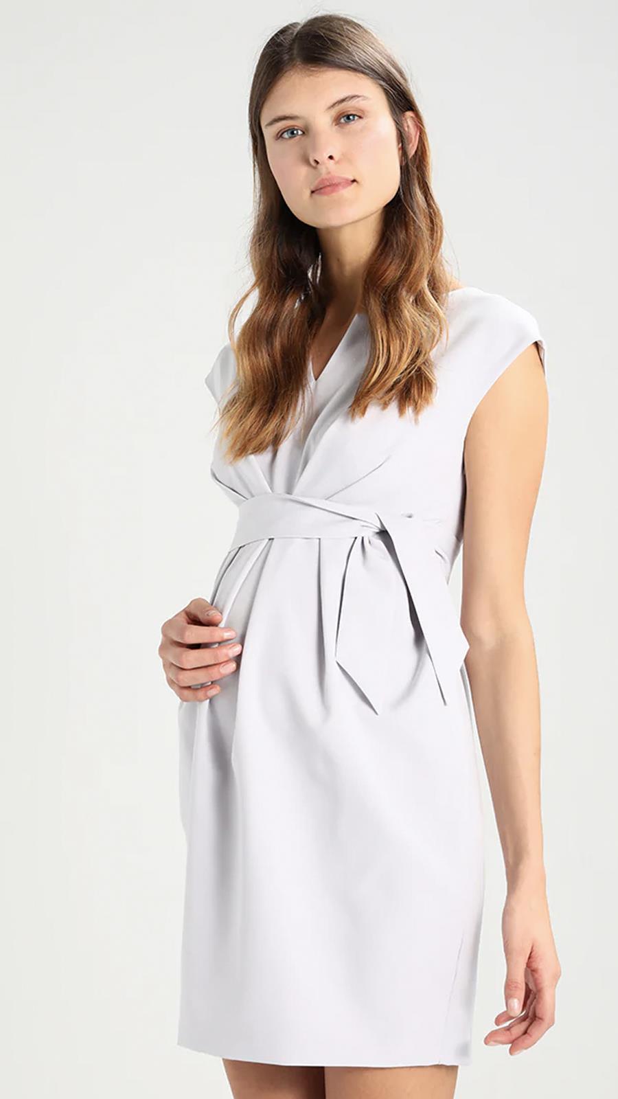 vestido premamá en gris de Zalando por 63,95 euros