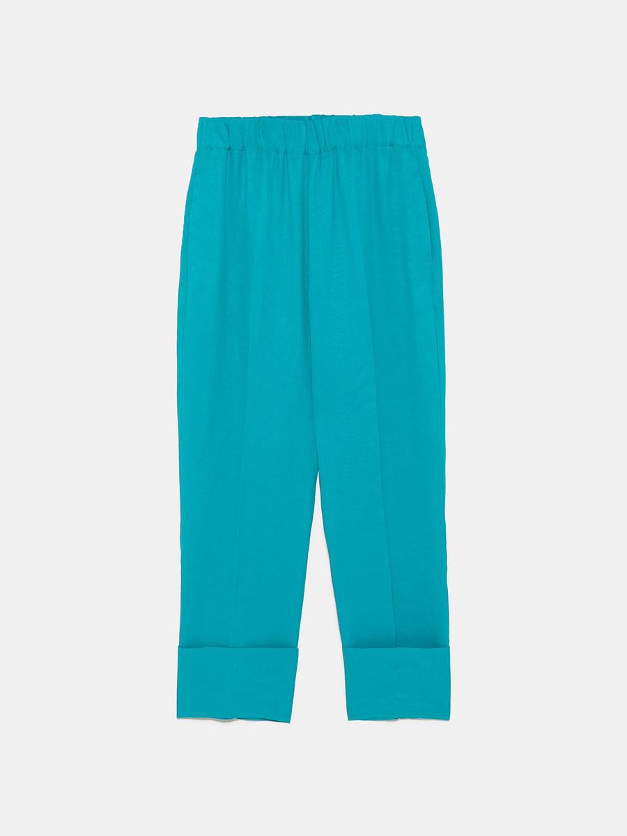 pantalones-zara-bombachos. Pantalones anchos azules