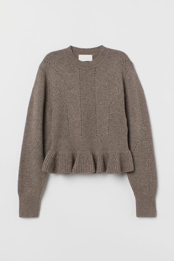 hmgoepprod (1). Jersey de lana con volantes, de H&M