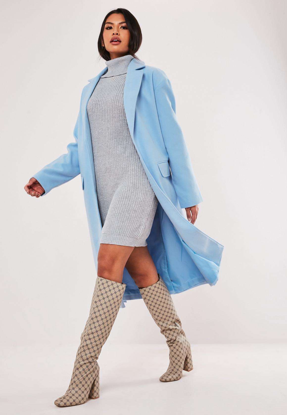 abrigo-color-missguided. Abrigo largo en azul claro