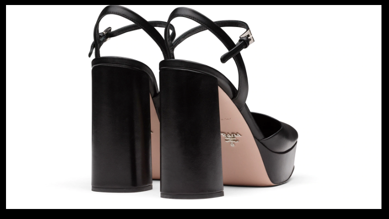 Mujer Zapatos de Tacones de Sandalias y zapatos de tacón con plataforma Sandalias de piel con plataforma de Prada de color Negro 