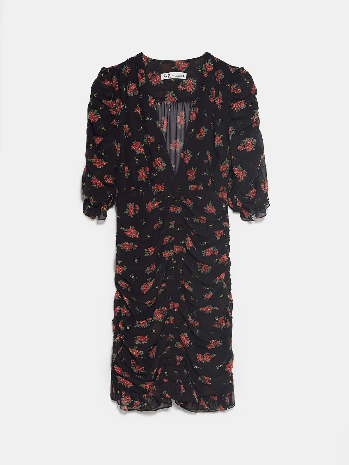 10-vestido-rebajas-zara. Rebajas de Zara: minivestido floral con fruncidos