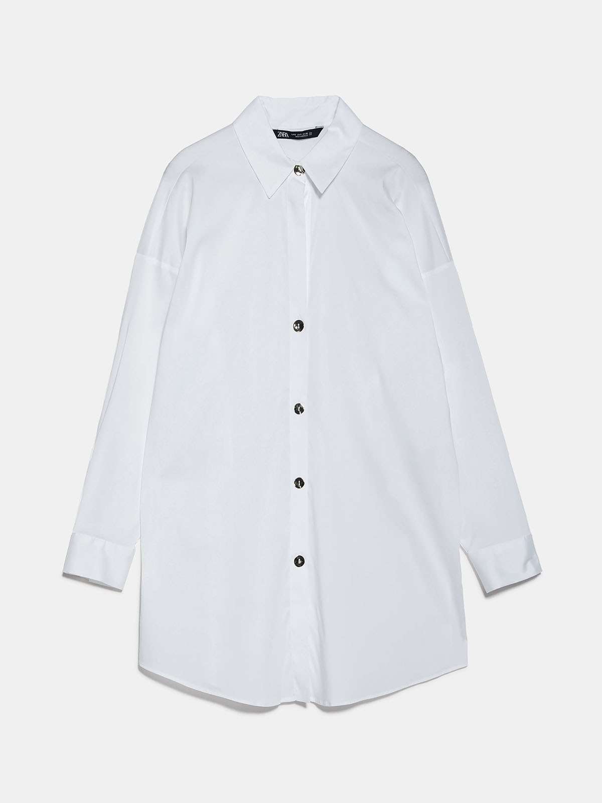 camisa-blanca-basica-larga-zara. Camisa blanca básica