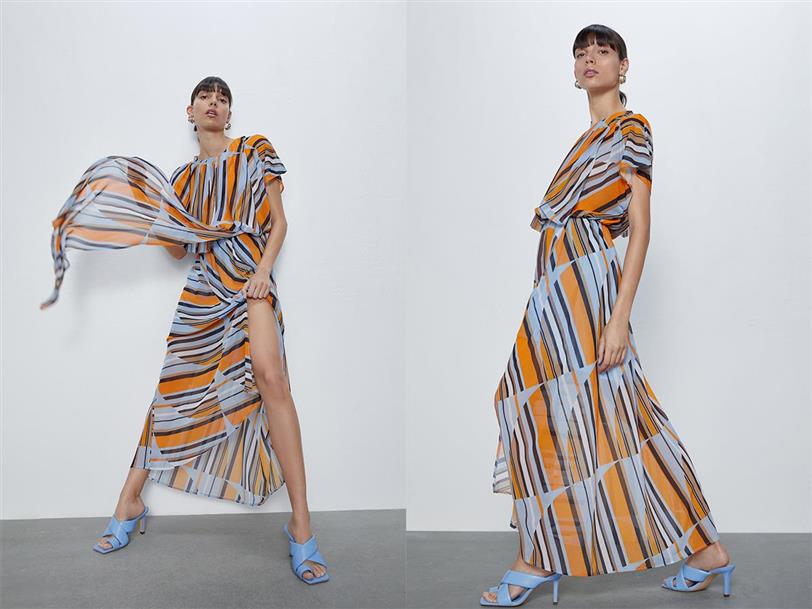 Vestido largo multicolor de Zara