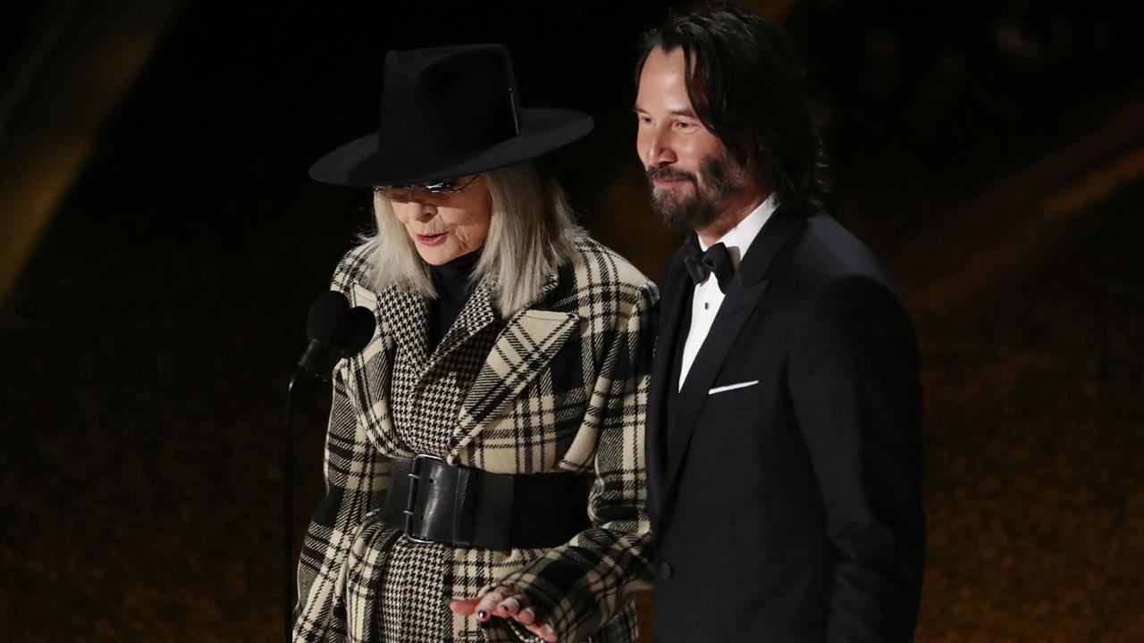 Diane Keaton y Keanu Reeves en los Oscar