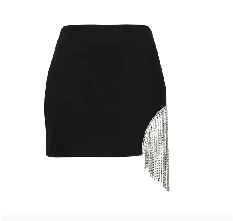 Falda negra con flecos de cristales