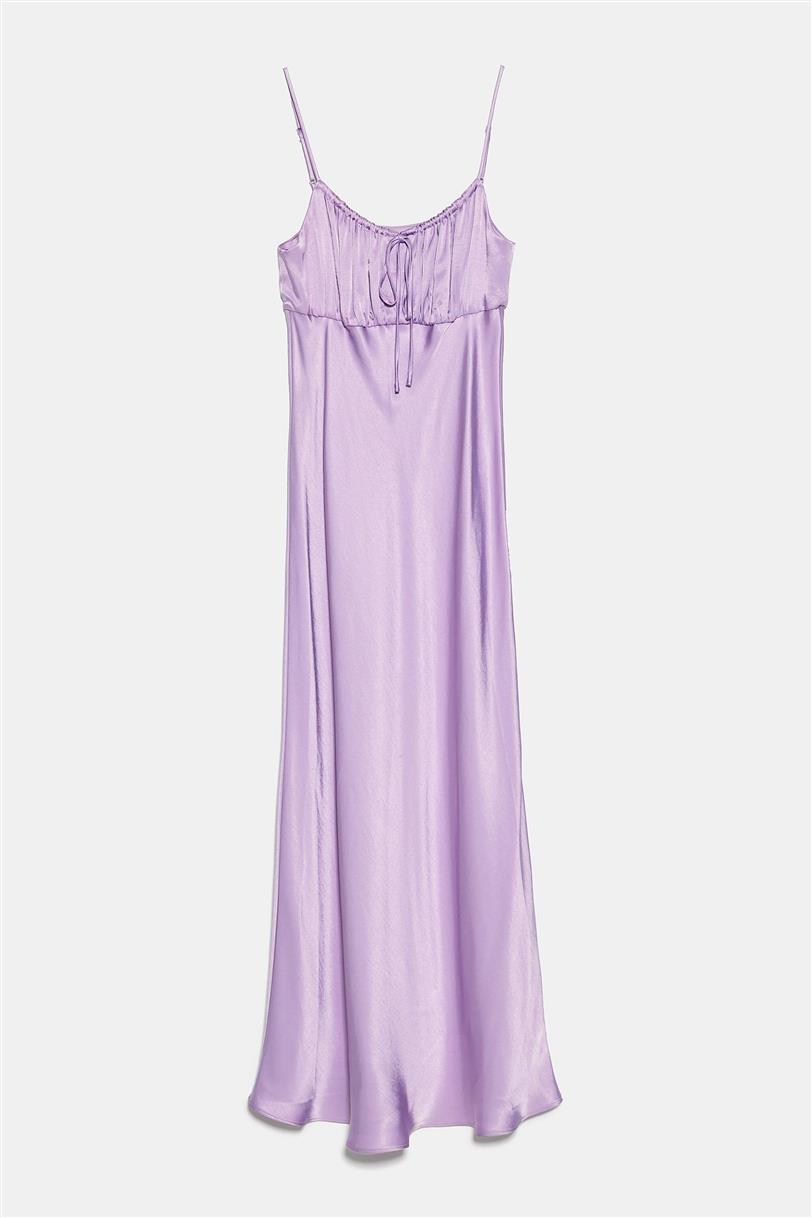 Vestido lencero lila de Zara