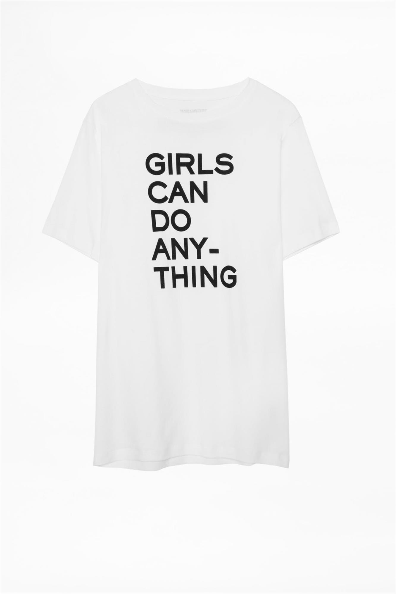 Camiseta con mensaje "Girls can do anything" de Zadig & Voltaire