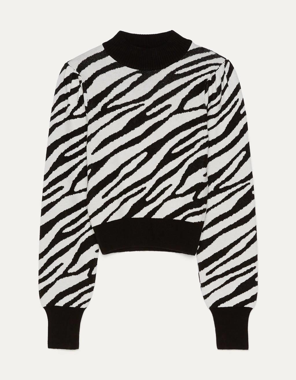 Jersey con estampado animal en blanco y negro