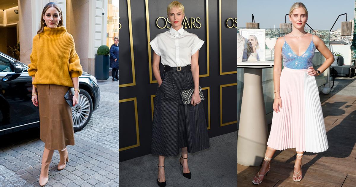 Falda midi: looks con la falda de moda a los 20, los 30, los 40 y los 50  años