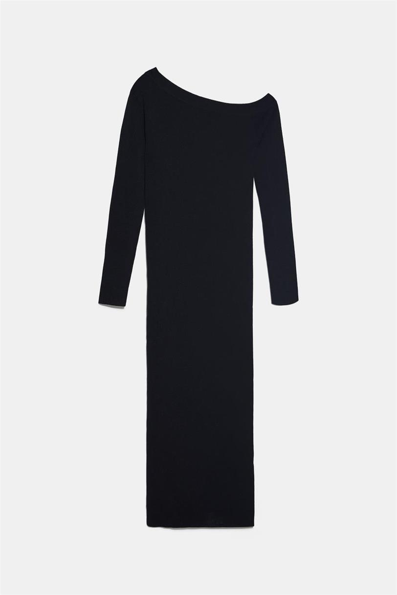 vestido asimetrico punto negro zara (1)