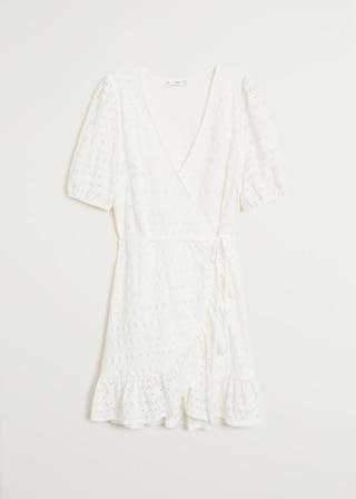 vestido mini con troquelado en blanco