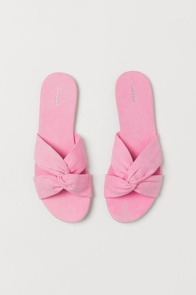 sandalias-rosas-rebajas-hym. Sandalias planas con nudos, de H&M