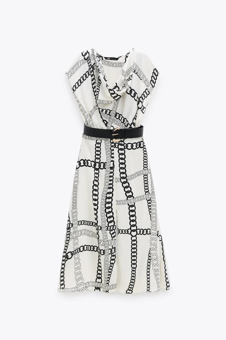 Vestido con estampado de cadenas de Zara