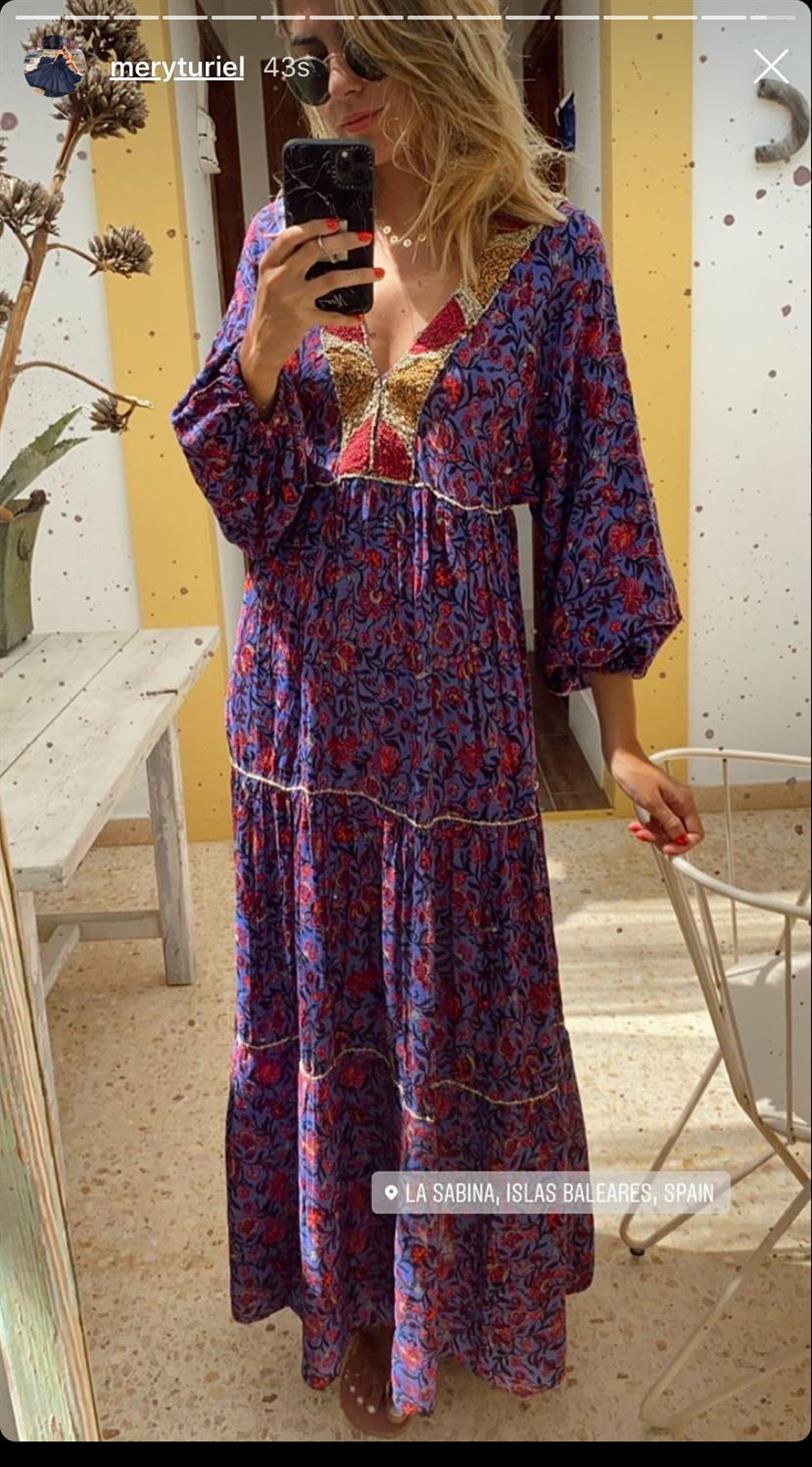 Mery Turiel con vestido largo bohemio de Zara