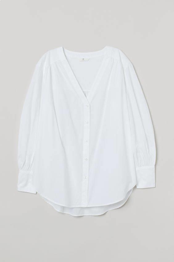 Camisa de algodón con mangas globo, H&M