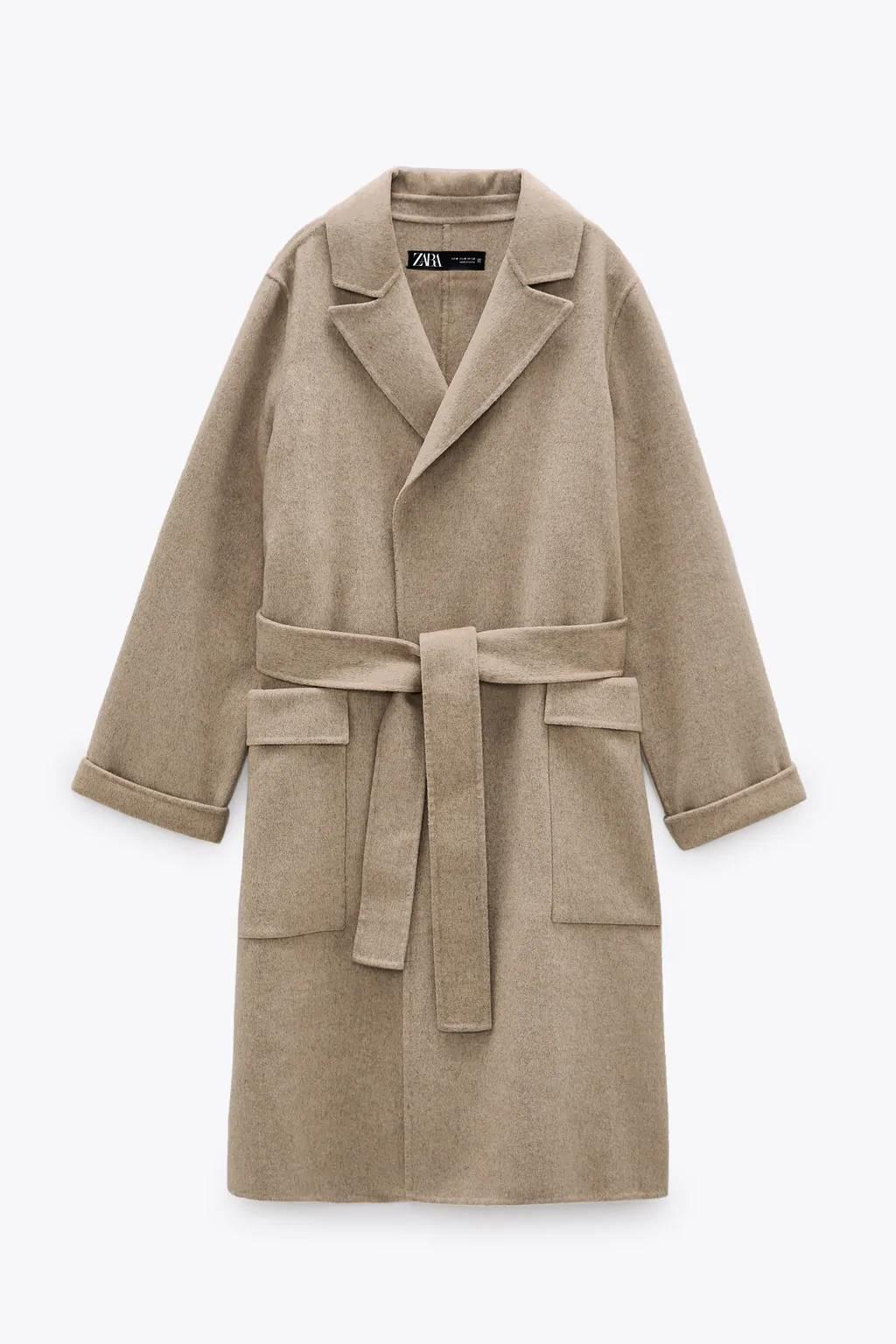 Abrigo de lana con cinturón, Zara
