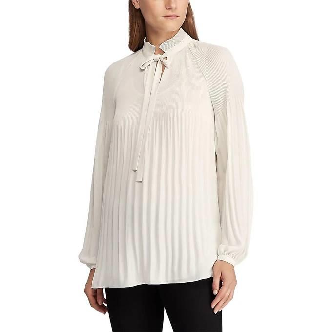 Blusa blanca con lazo,Ralph Lauren para La Redoute