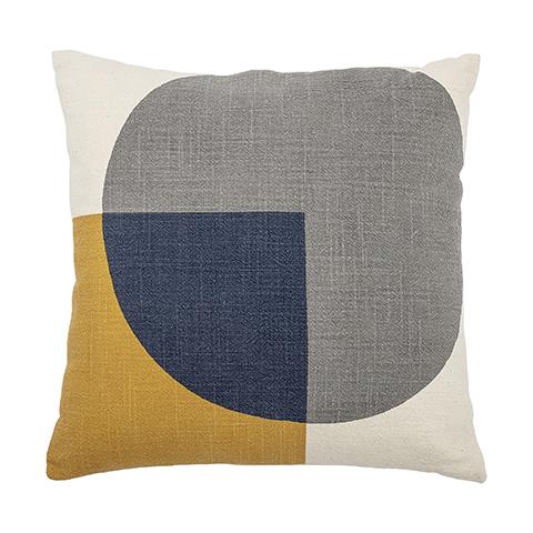 Square Geometric Print Cushion Grey and Yellow