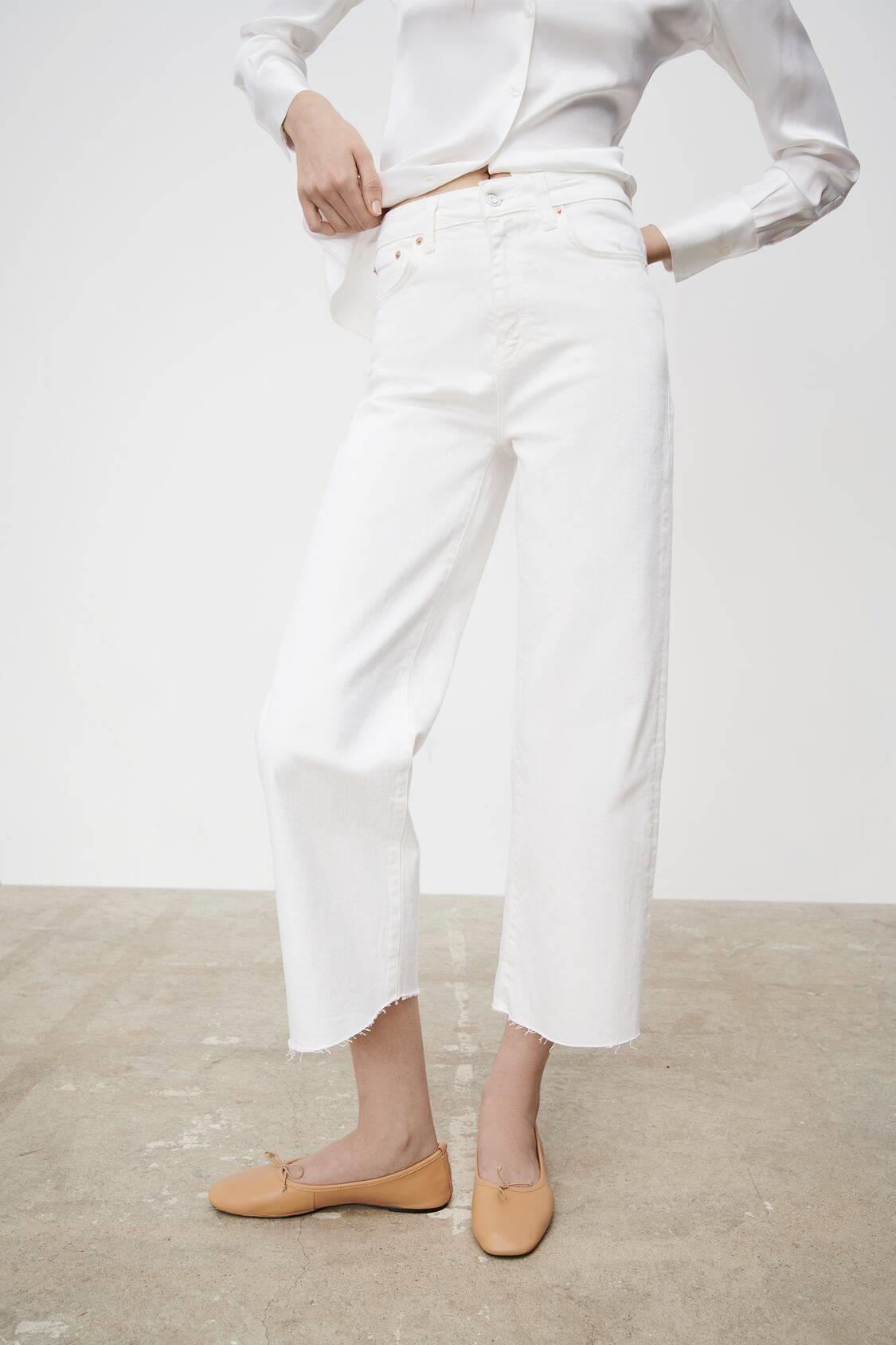 Jeans culotte color blanco, Zara