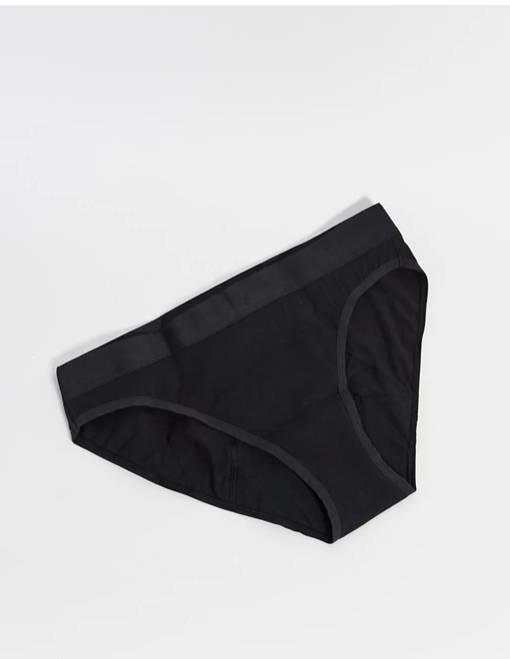 Braguitas de bikini de algodón orgánico negra, Thinx para Asos