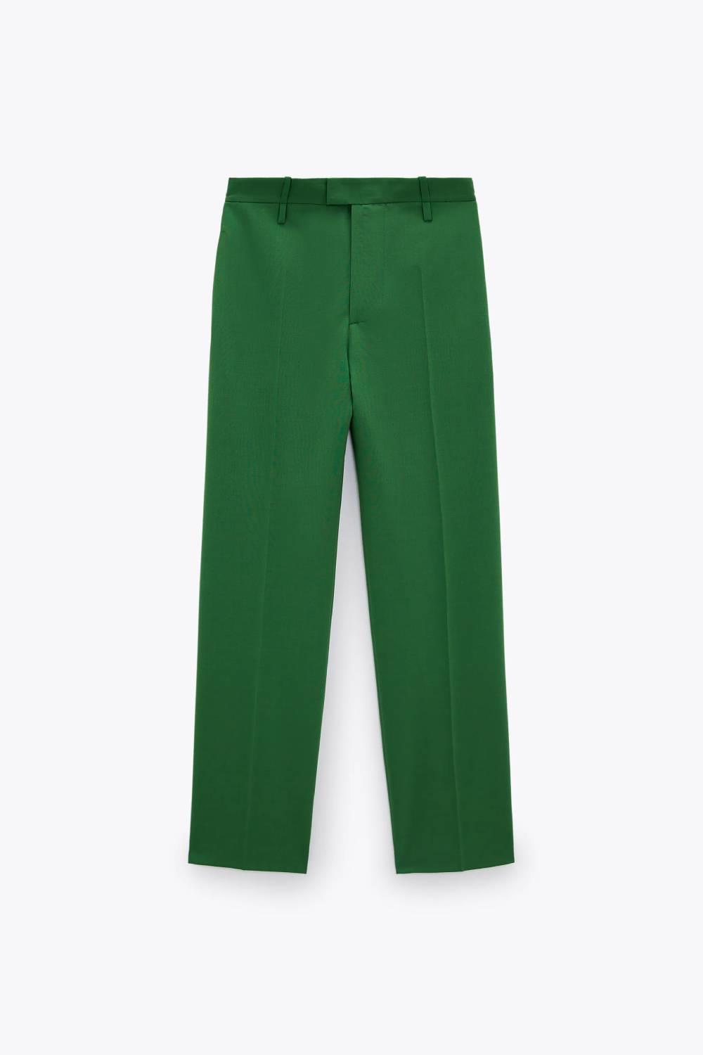 Pantalón verde de corte recto, Zara
