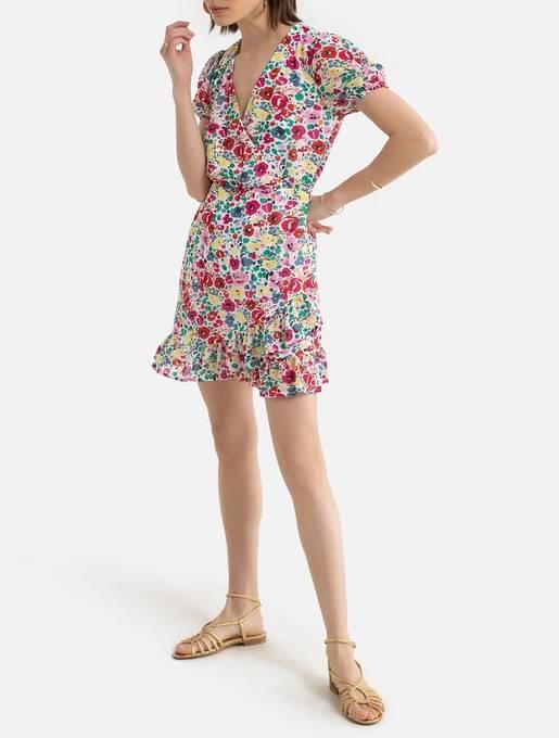 Vestido corto con print floral, La Redoute