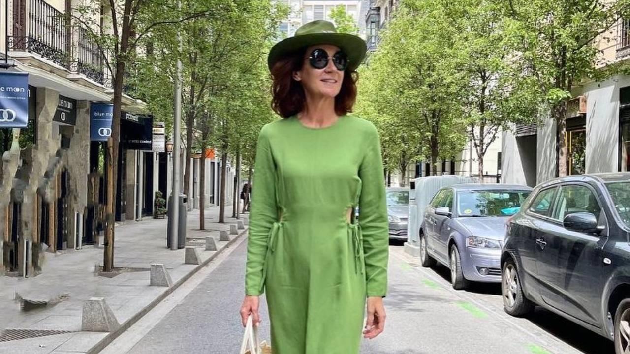 Isabel Sánchez Lozano con vestido verde de Zara