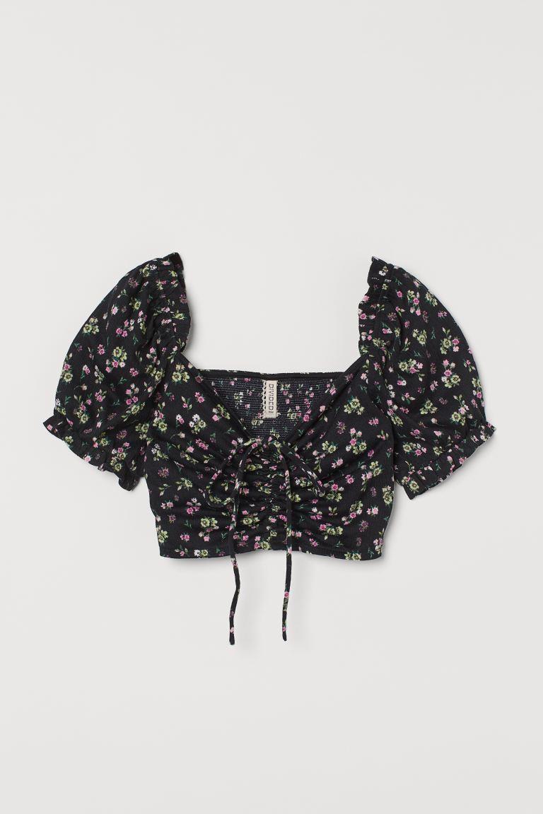 Los mejores tops, top cropped manga 'puffy' H&M
