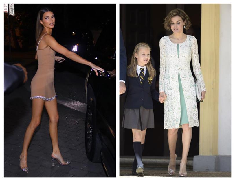 Kendall Jenner y la reina Letizia, con zapatos de plexiglás