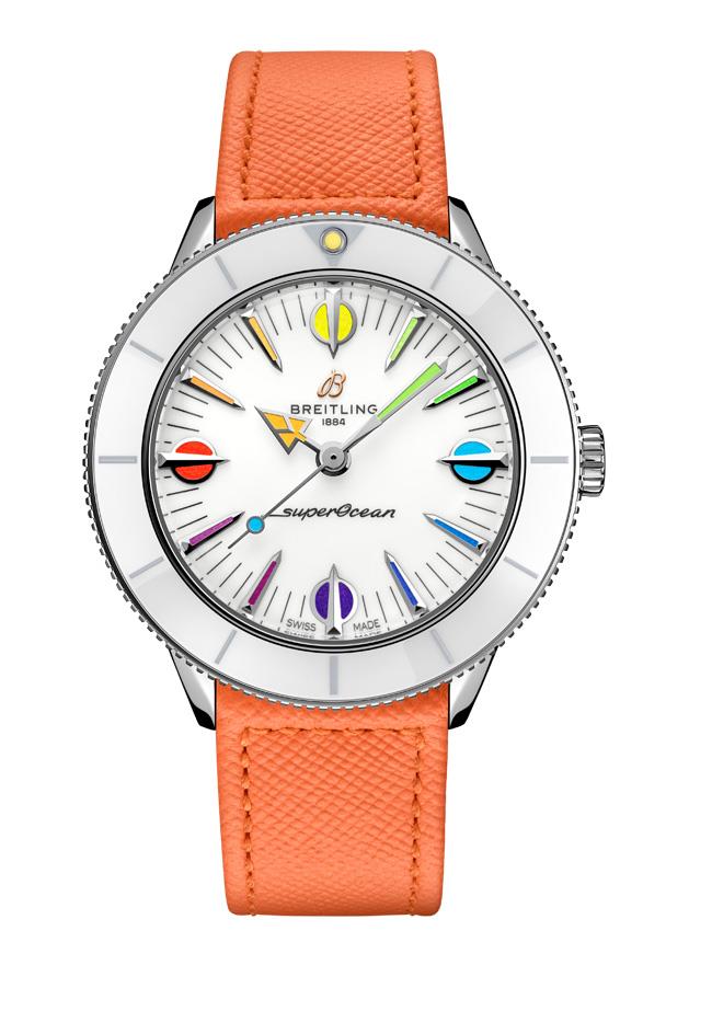 Reloj de acero inoxidable naranja, de Breitling