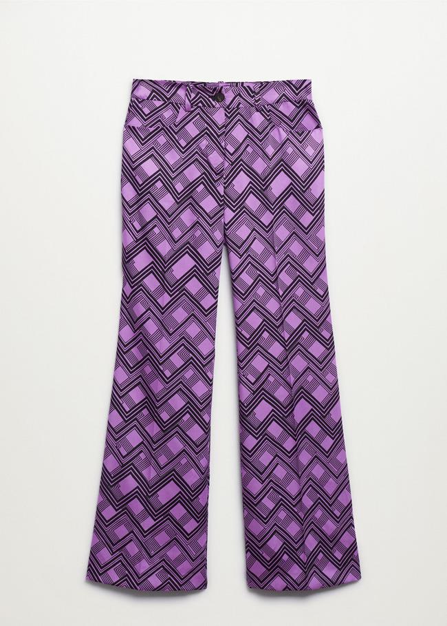 Pantalón de estampado geométrico lila y negro, de Mango