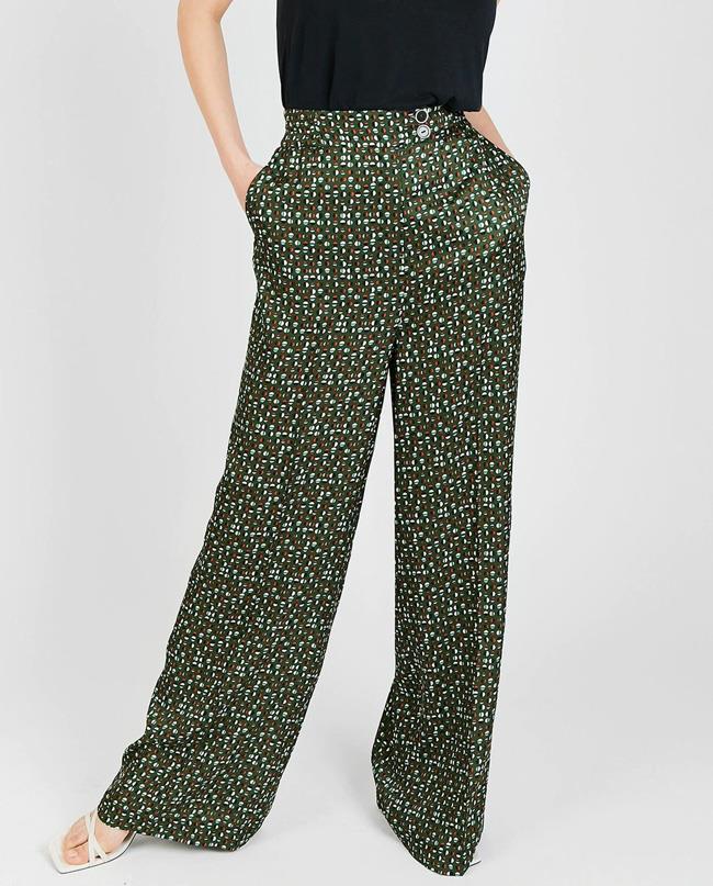 Pantalón de estampado geométrico verde caqui, de Trucco