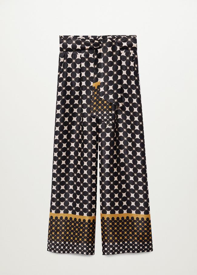 Pantalón estampado geométrico blanco y negro, de Mango