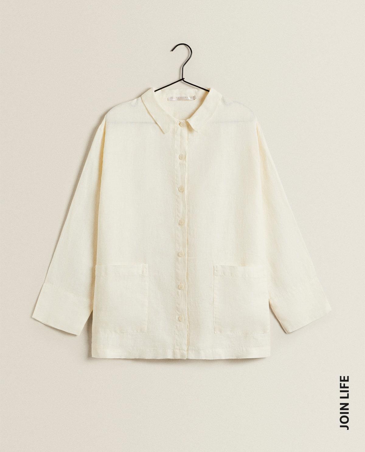 Camisa de lino con bolsillos, Zara Home