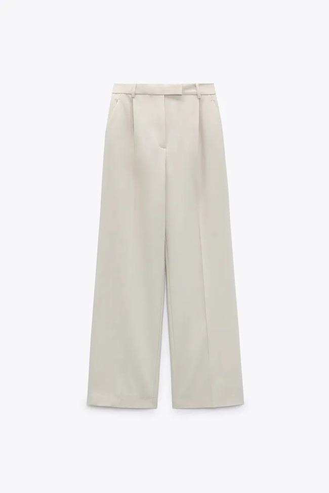 Pantalón ancho masculino blanco roto, de Zara