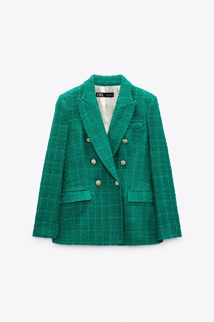 Blazer de tweed verde, de Zara