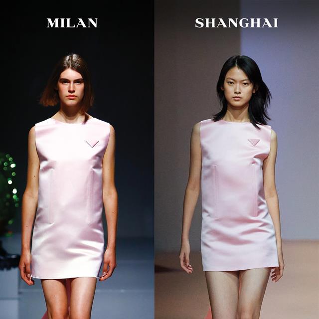 Prada presenta su colección más seductora y femenina con un desfile simultáneo en Milán y Shanghái