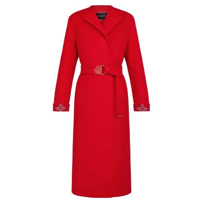 Abrigo rojo de lana y seda 