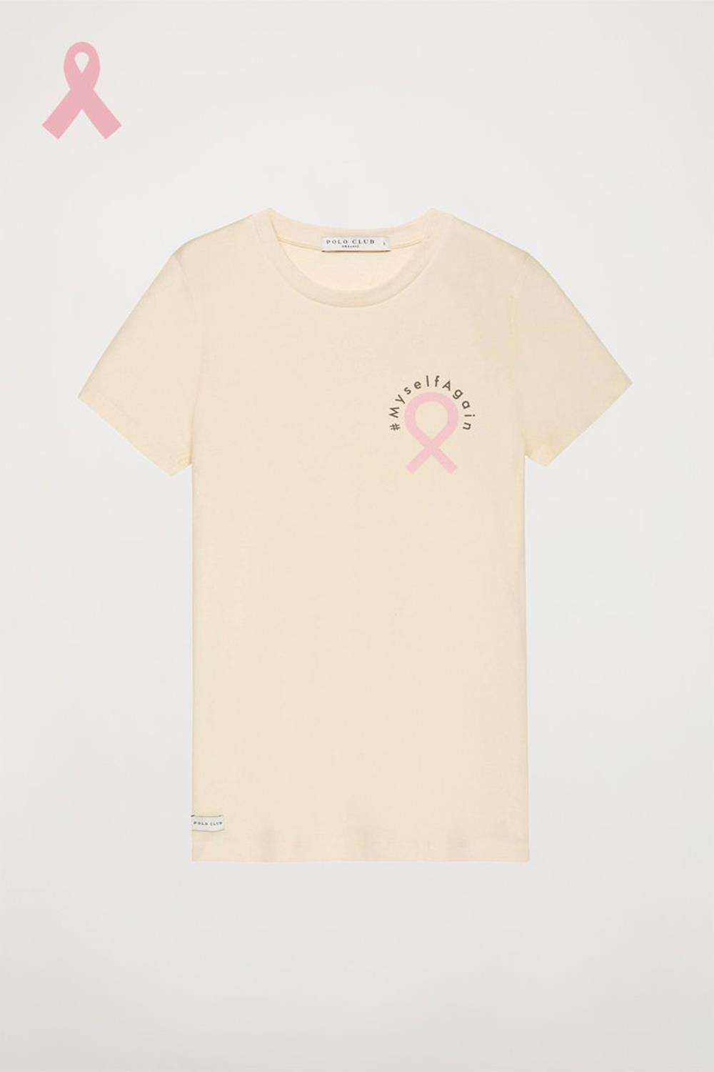 Camiseta beige con estampación MyselfAgain, de Polo Club
