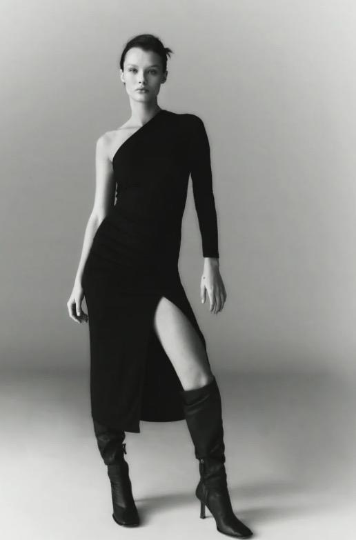 Vestido negro asimétrico de Zara