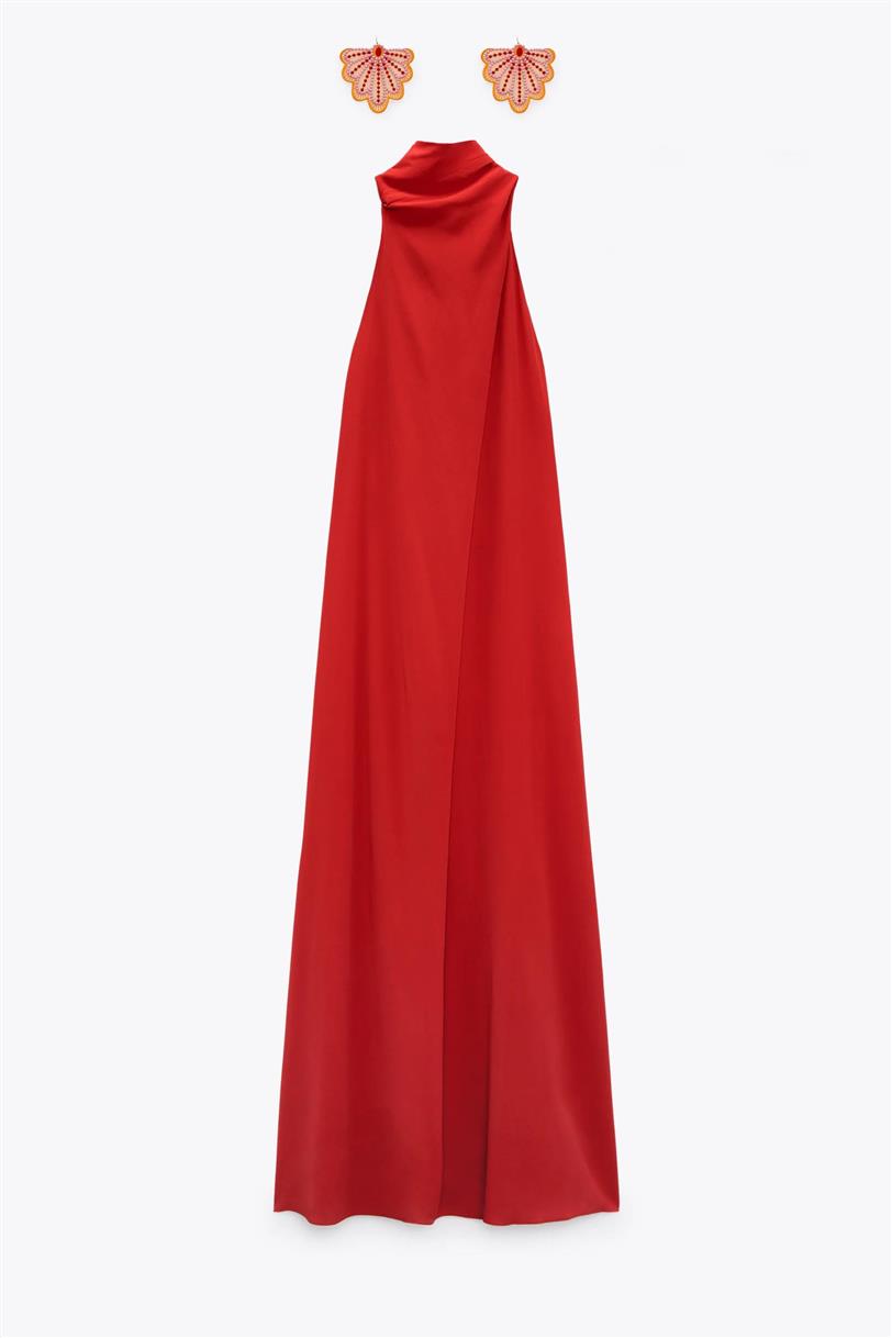 Vestido halter rojo de Zara