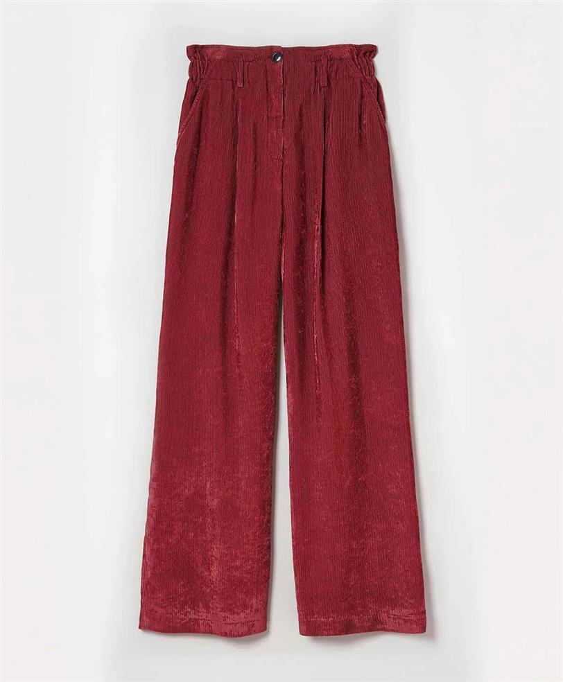 Pantalón maxi de pana rojo fresa de Momonì
