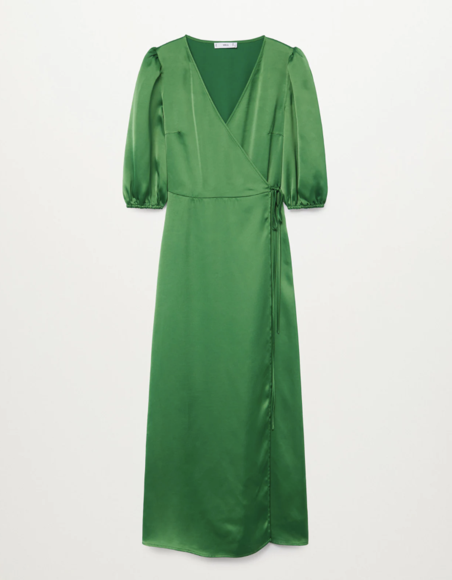 Vestido satinado en color verde
