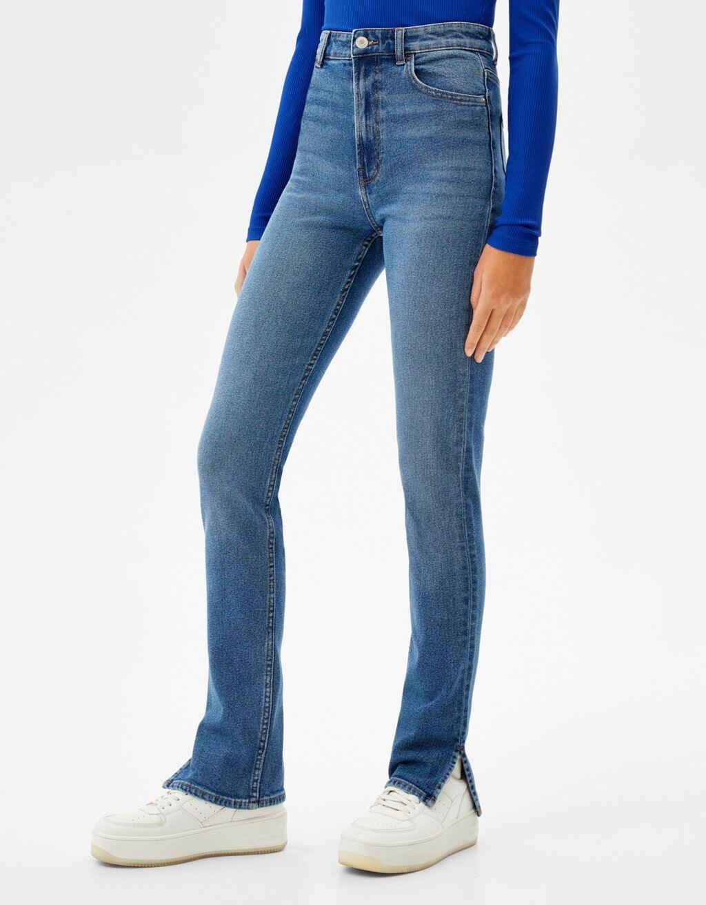 Jeans skinny high waist abertura, Bershka