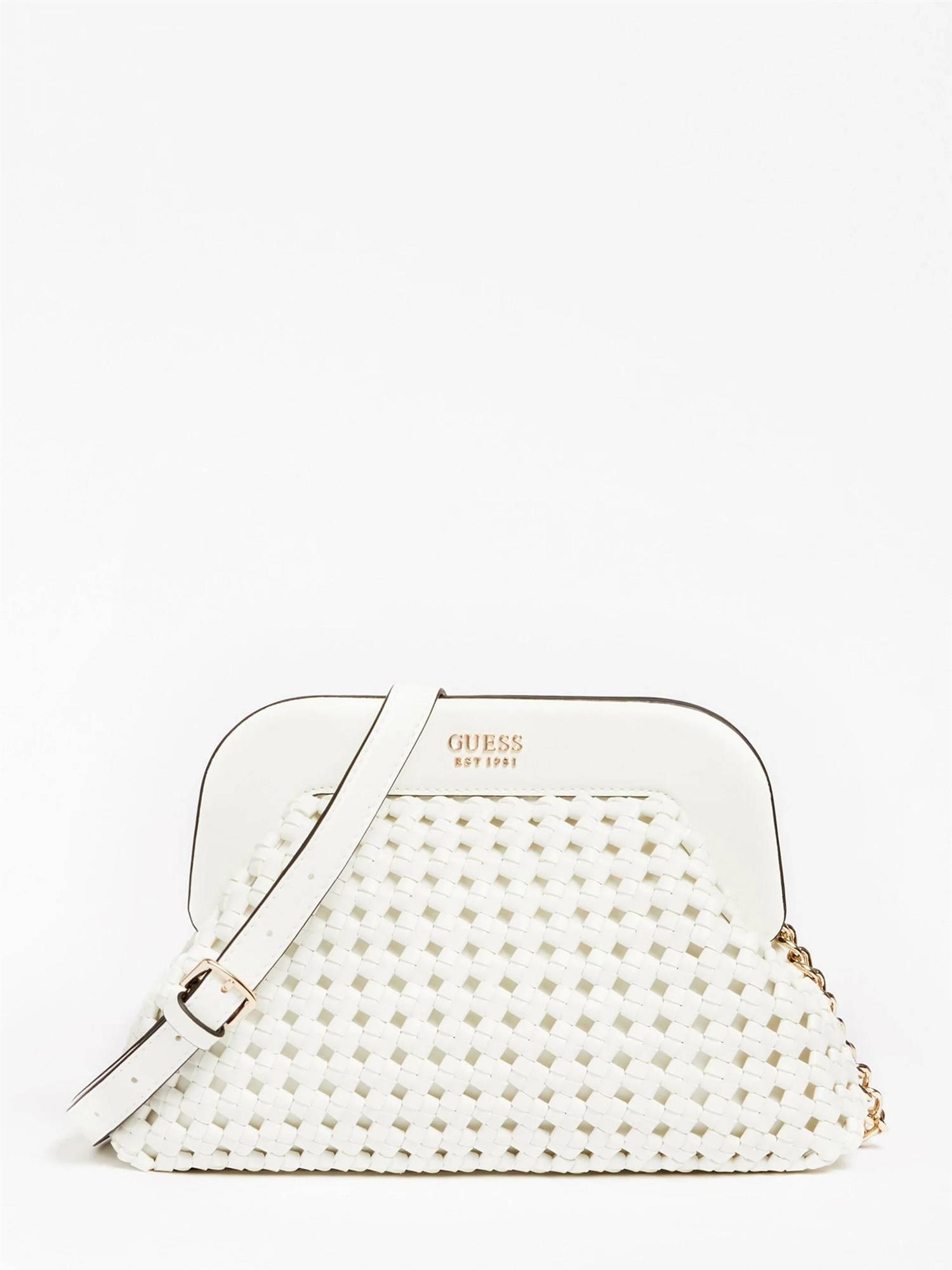 Bolso blanco tipo clutch, Guess