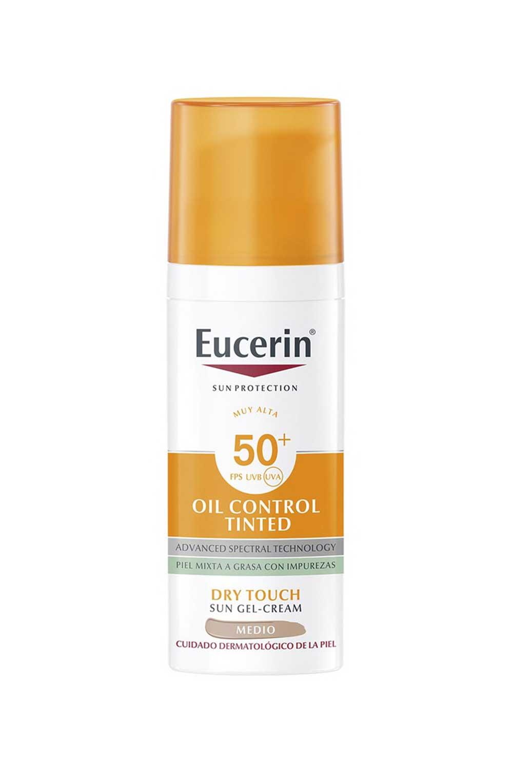 Gel-Crema solar Oil Control Tinted Dry Touch Medio para piel mixta o grasa SPF 50+ Eucerin
