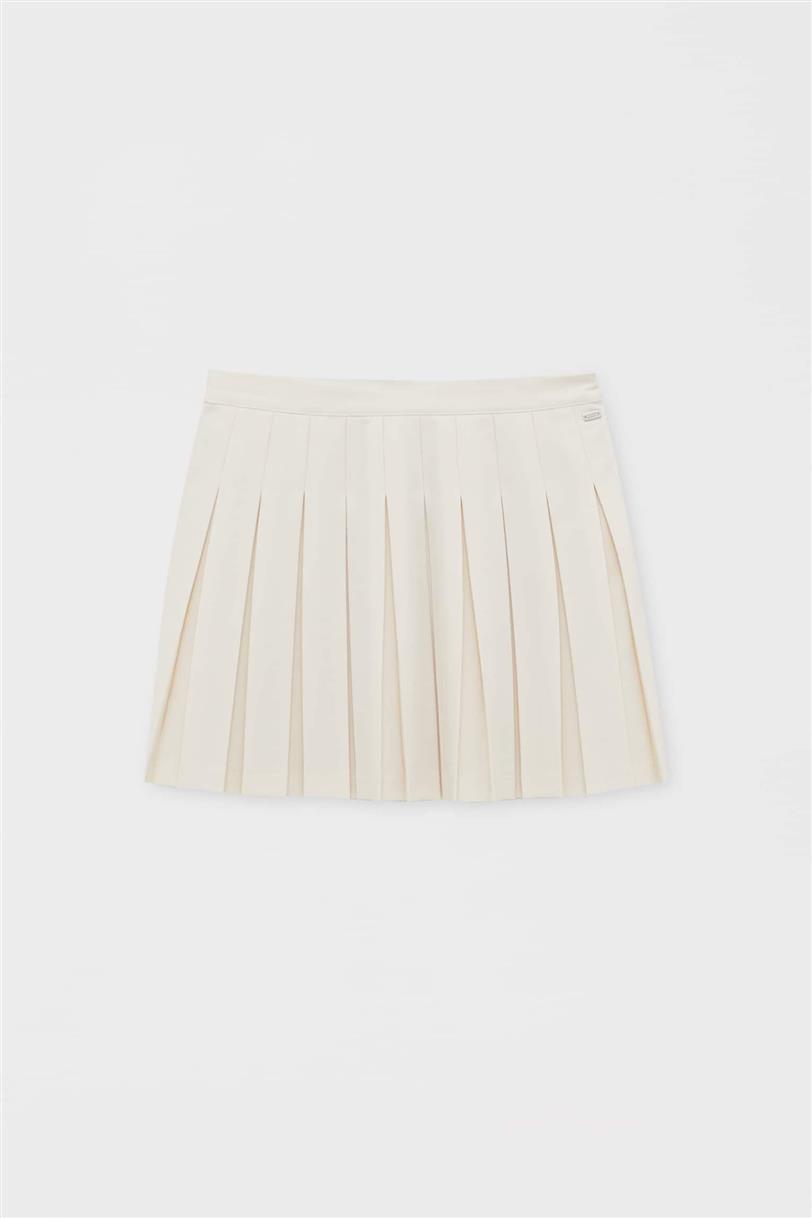 Minifalda de tablas blanca, de Pull&Bear