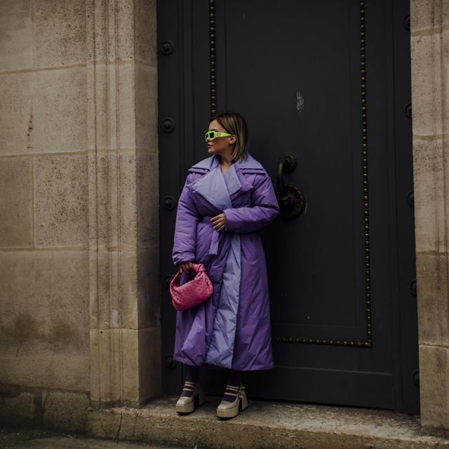 abrigo largo violeta